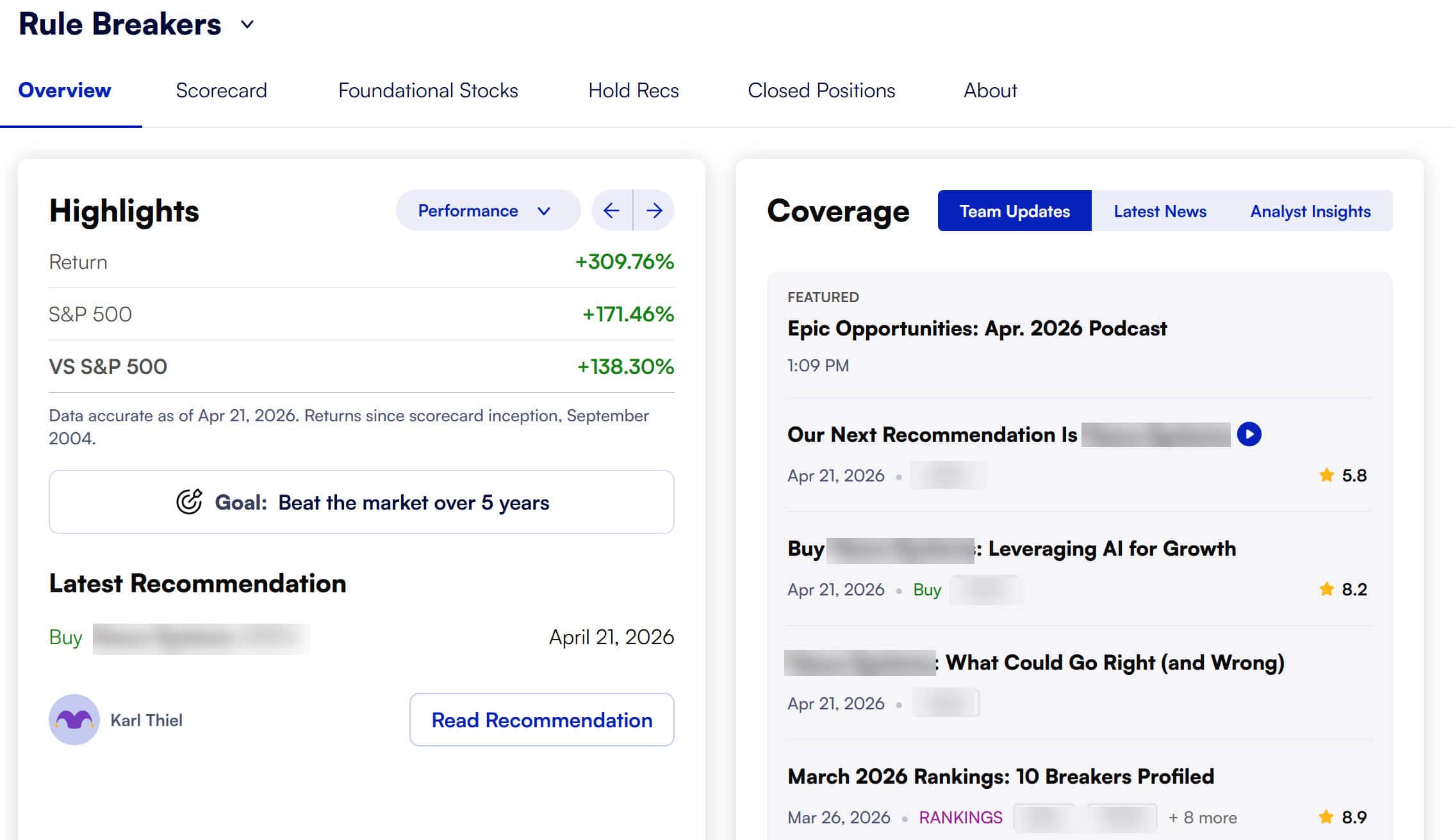 Motley Fool Epic Rule Breakers Overview