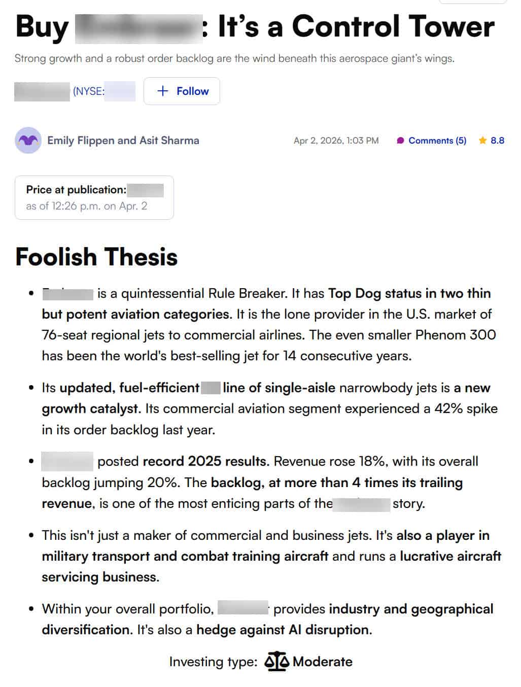 Motley Fool Stock Advisor Research Report