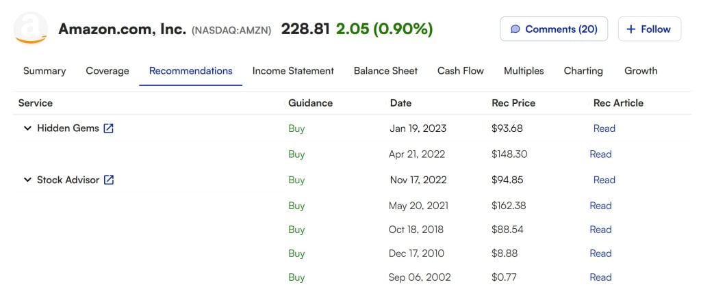 Epic vs Stock Advisor - Amazon Recommendations